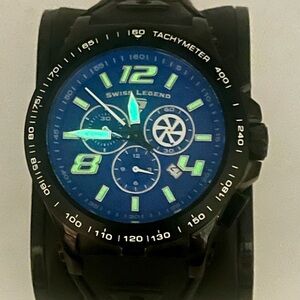 Swiss Legend Black and Blue Chronograph Watch
